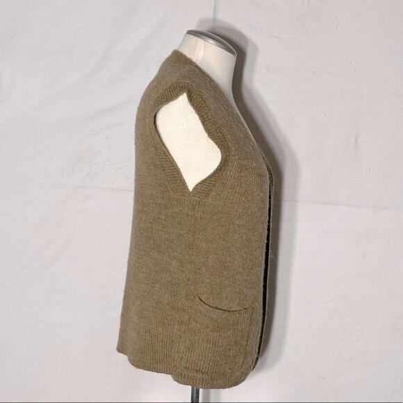 Vintage Junior Bazaar Tan Knit Open Front Vest Cardigan S - Picture 2 of 11